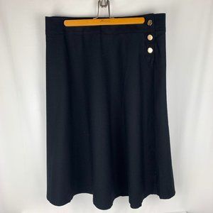 Worthington Full Black Career Skirt Buttons Sz 14